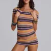 Top de punto asimétrico a rayas multicolor «Cata»