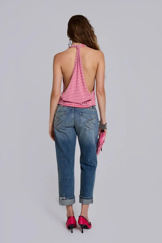 Top drapeado de jersey a rayas Tullia