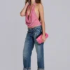 Top drapeado de jersey a rayas Tullia