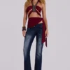 Top halter con abalorios Etta