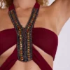Top halter con abalorios Etta