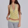 Top halter de encaje «Cassia» con cuello Henley