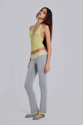 Top halter de encaje «Cassia» con cuello Henley