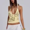 Top halter de ganchillo con abalorios Zelya