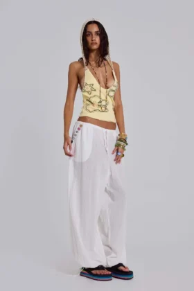 Top halter de ganchillo con abalorios Zelya