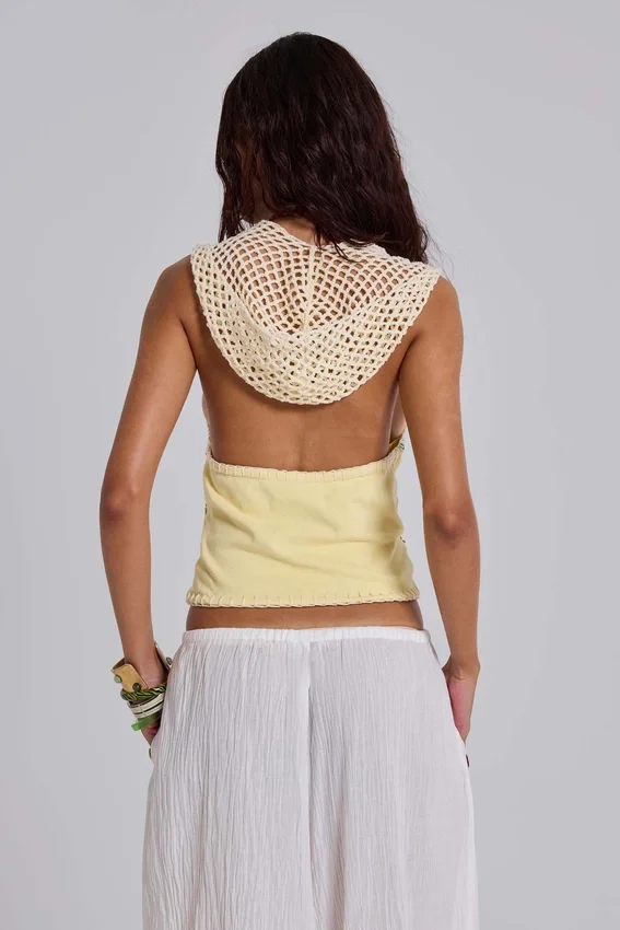 Top halter de ganchillo con abalorios Zelya