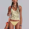 Top halter de ganchillo con abalorios Zelya