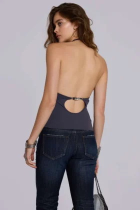 Top halter Kayla en color pizarra