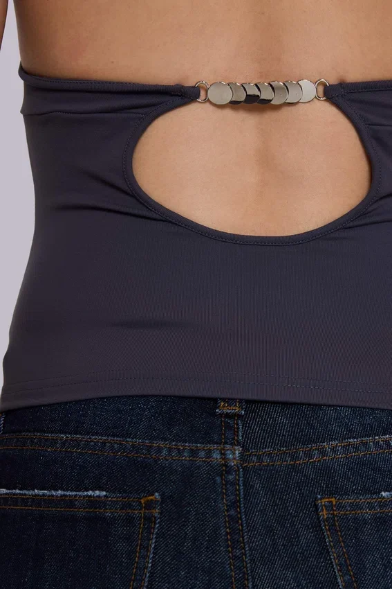 Top halter Kayla en color pizarra