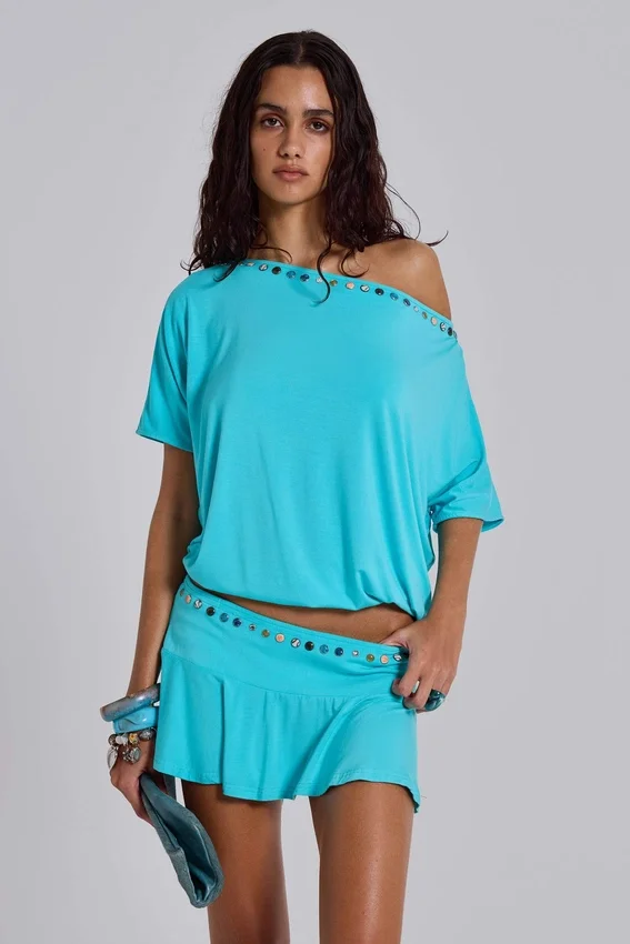 Minifalda-pantalón con tachuelas de Azurae