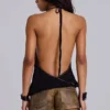 Minishorts «Vaca» de imitación de piel con costura de látigo en marrón claro