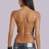 Top sin espalda con tirantes de malla metálica