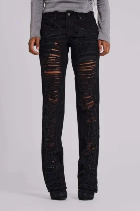 Vaqueros bootcut deshilachados Zain en negro