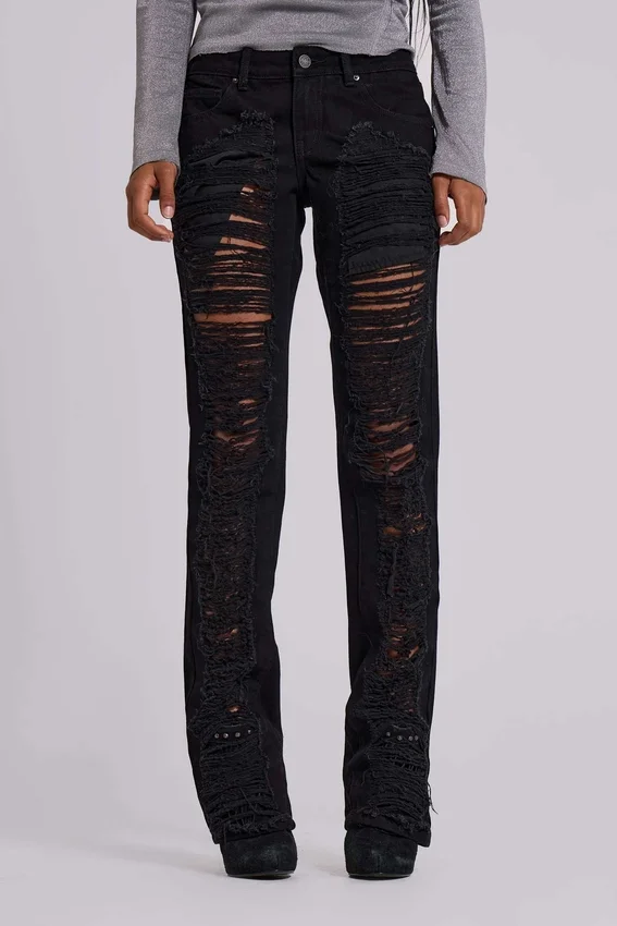 Vaqueros bootcut deshilachados Zain en negro