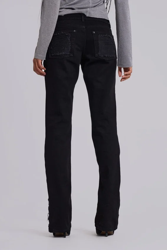 Vaqueros bootcut deshilachados Zain en negro
