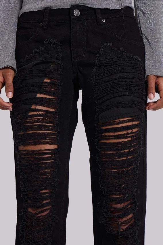 Vaqueros bootcut deshilachados Zain en negro
