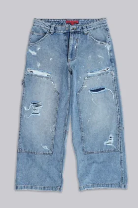 Vaqueros Carpenter azules desgastados de estilo vintage