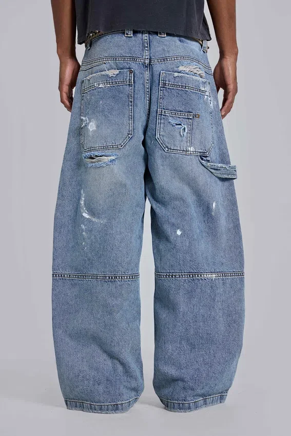 Vaqueros Carpenter azules desgastados de estilo vintage