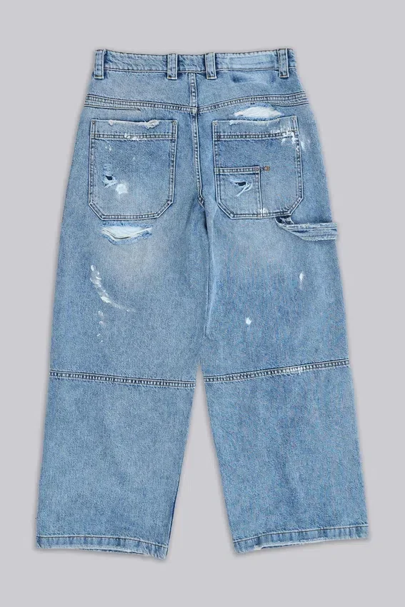 Vaqueros Carpenter azules desgastados de estilo vintage
