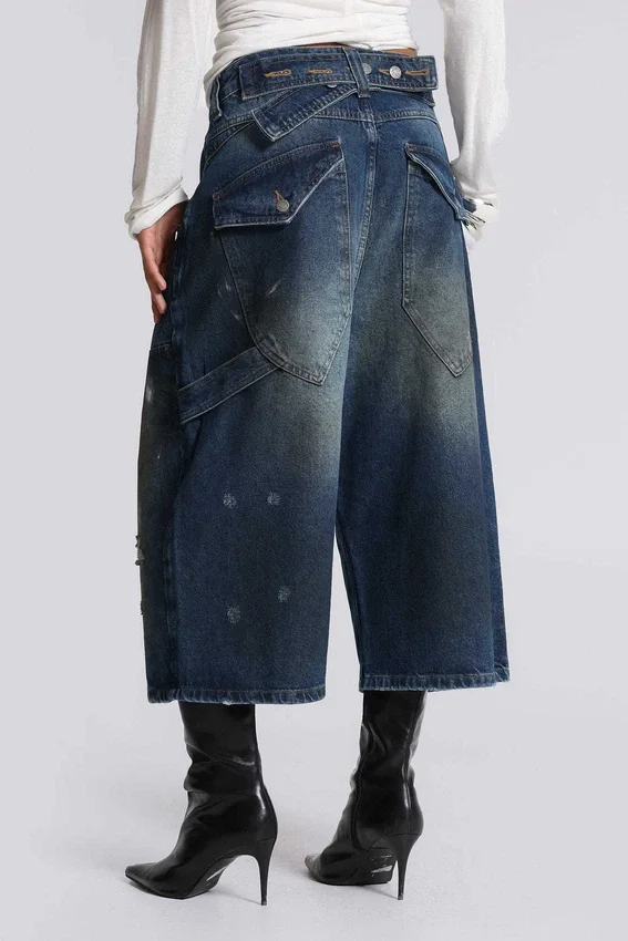 Vaqueros Carpenter cortos XL con efecto salpicado