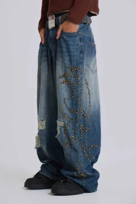 Vaqueros Colossus Jeans XL con tachuelas «Tattoo»