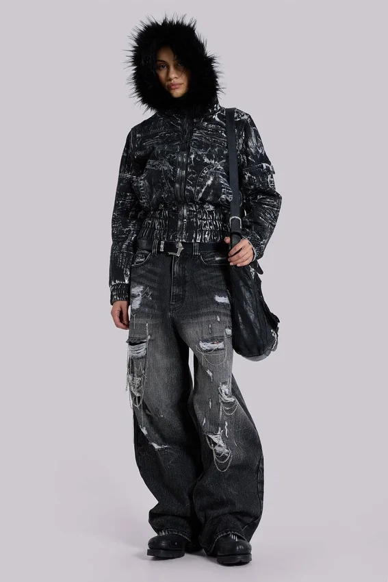 Vaqueros Colossus Jeans XL desgastados con cadenas