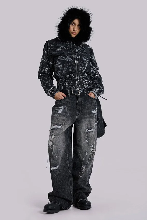 Vaqueros Colossus Jeans XL desgastados con cadenas