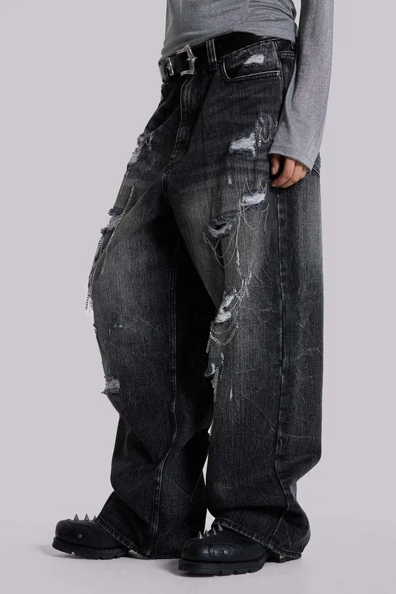 Vaqueros Colossus Jeans XL desgastados con cadenas