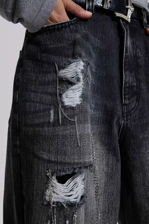 Vaqueros Colossus Jeans XL desgastados con cadenas