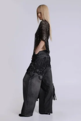 Vaqueros Colossus Jeans XL negros con bordado en relieve