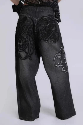 Vaqueros Colossus Jeans XL negros con bordado en relieve