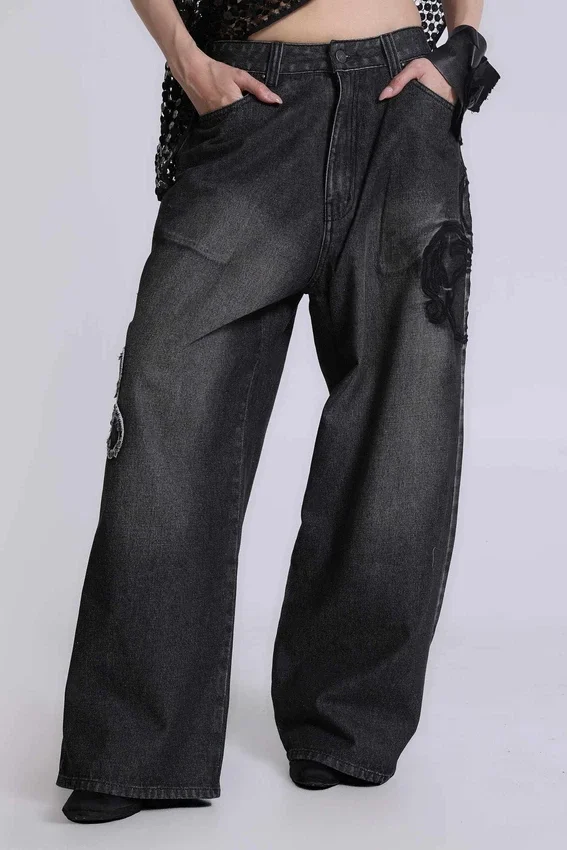 Vaqueros Colossus Jeans XL negros con bordado en relieve