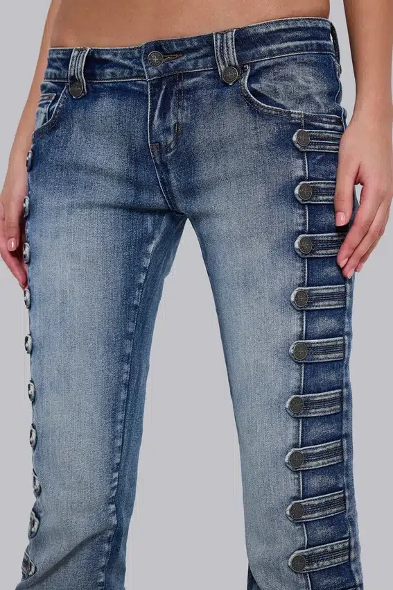 Vaqueros Cooper de corte acampanado estilo militar