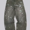Vaqueros de carpintero ripstop de color caqui pintado