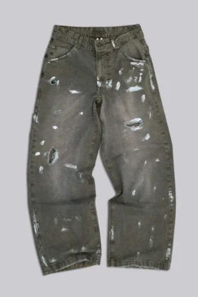 Vaqueros de carpintero ripstop de color caqui pintado