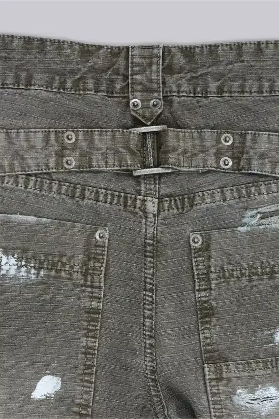 Vaqueros de carpintero ripstop de color caqui pintado