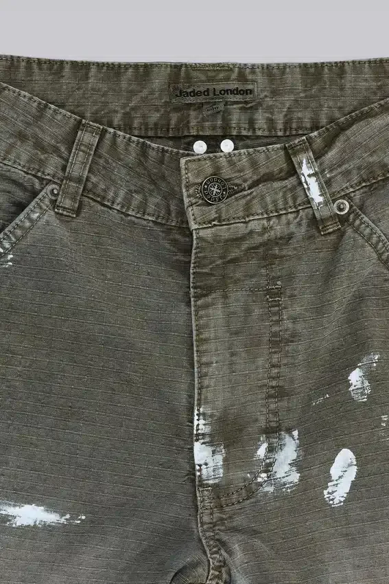 Vaqueros de carpintero ripstop de color caqui pintado