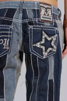 Vaqueros «Flag Rider» con patchwork de Rock Revival