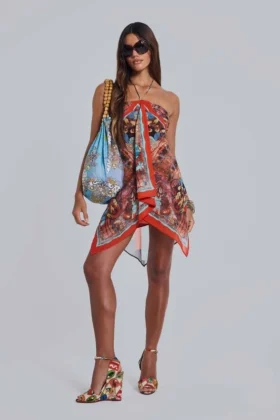 Vestido con bufanda tipo bandana de gasa de Ixia