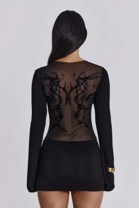 Vestido de malla «Black Wings»