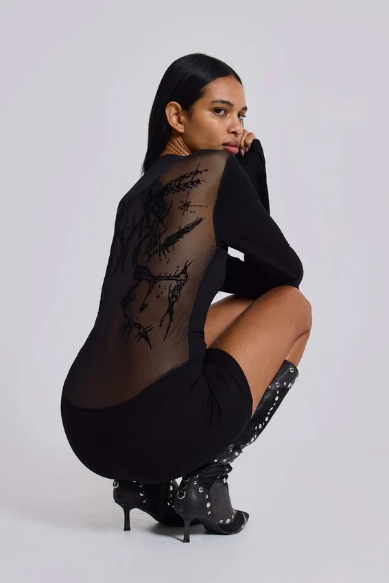 Vestido de malla «Black Wings»