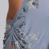 Vestido largo asimétrico con pedrería cosida a mano «Brisa»