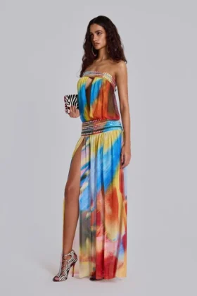 Vestido largo bandeau Livia