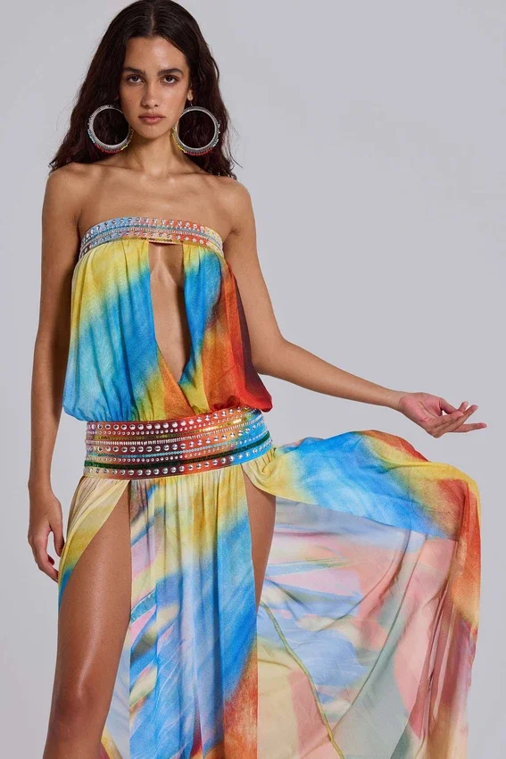 Vestido largo bandeau Livia