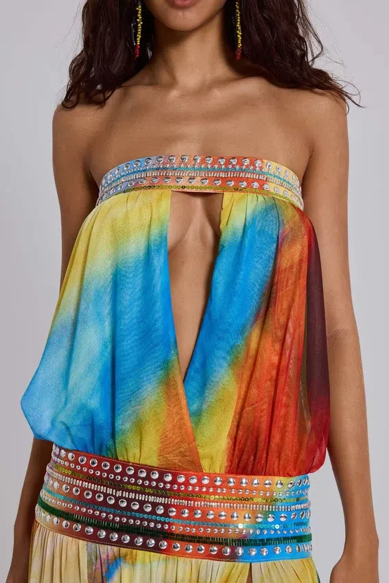 Vestido largo bandeau Livia