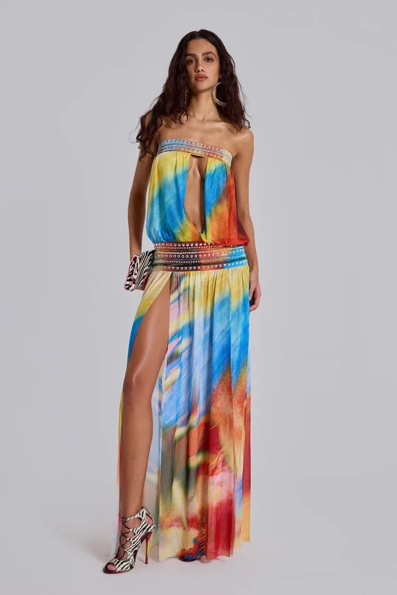 Vestido largo bandeau Livia
