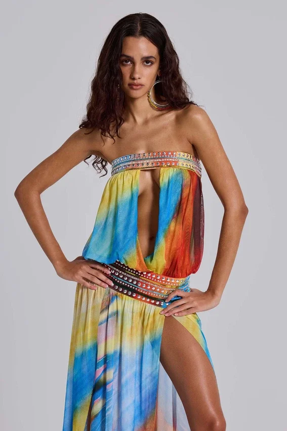 Vestido largo bandeau Livia