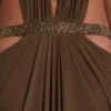 Vestido largo con aberturas de 6AM en color musgo