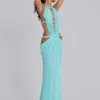 Vestido largo con aberturas de 6AM en turquesa