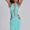 Vestido largo con aberturas de 6AM en turquesa